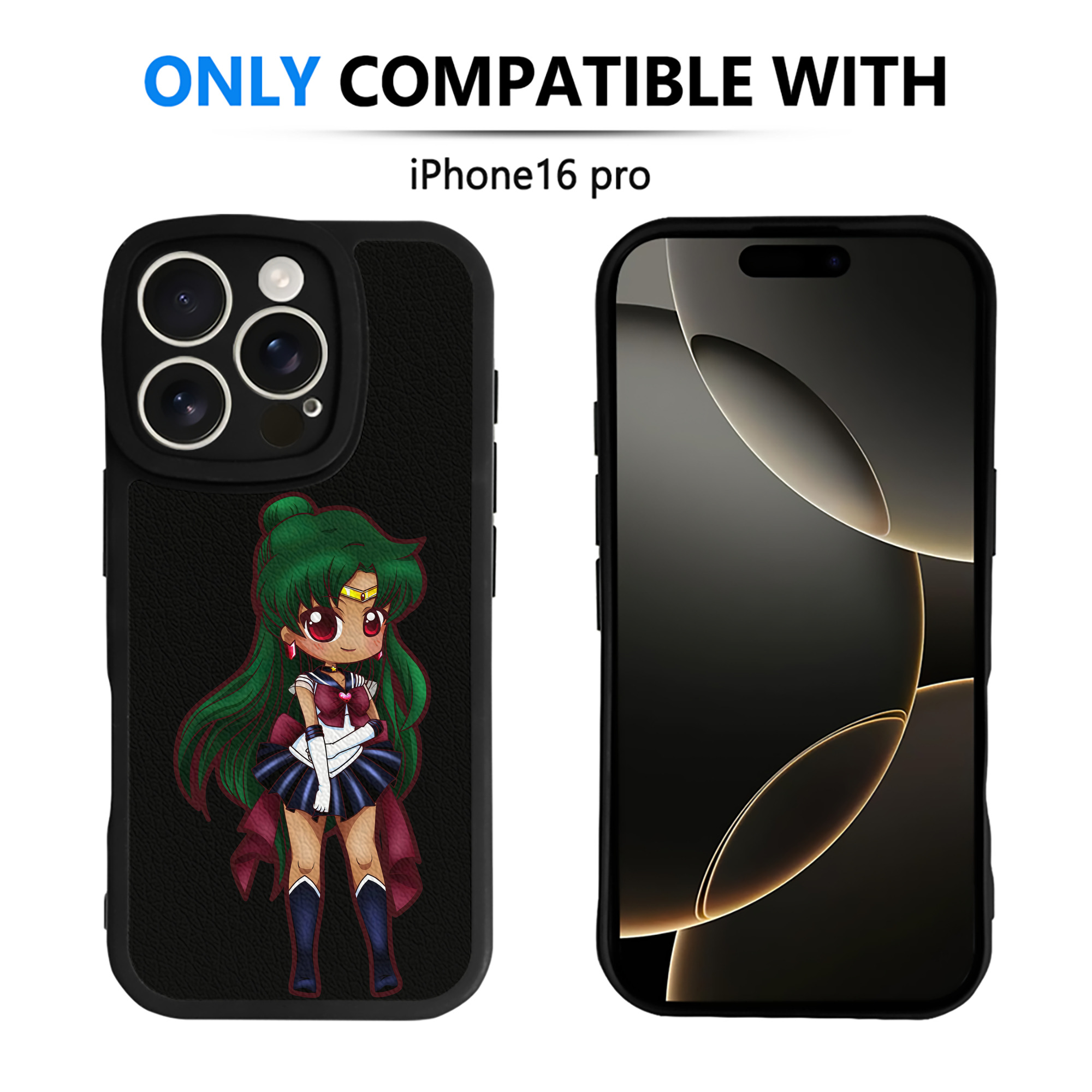 （画像用） 美少女戦士セーラームーン 冥王せつな Sailor Moon Meiou Setsuna 【iPhone 16シリーズ対応】シリコンスマホケース（レザー調） 材質：シリコン